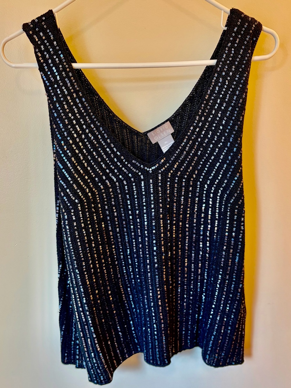 Sigrid Olsen Black Sequin V-Neck Tank Top